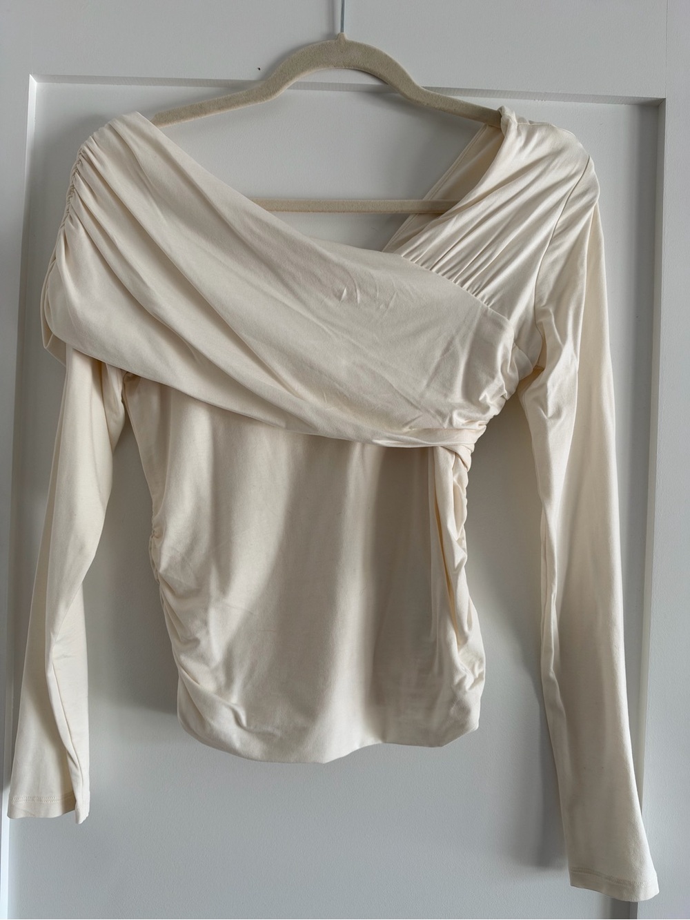 Abercrombie & Fitch Cream Wrap-Style Long Sleeve Top